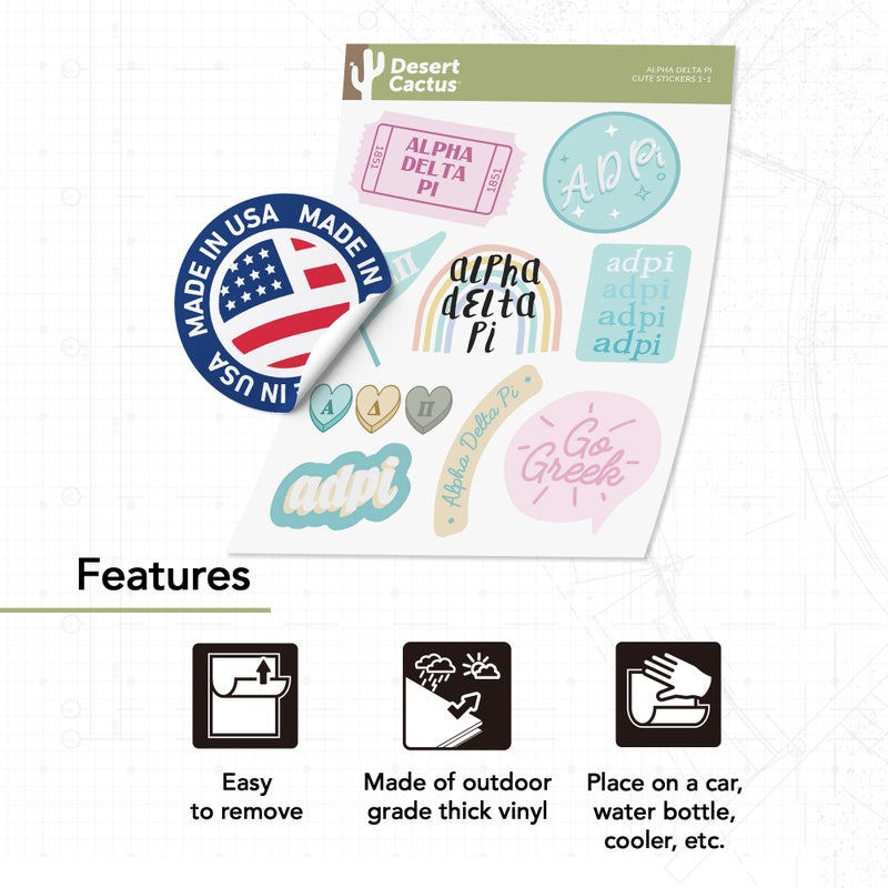 Desert Cactus Alpha Delta Pi Sticker Decal Laptop Water Bottle Car Sheet (Cute Sheet) - Image 4